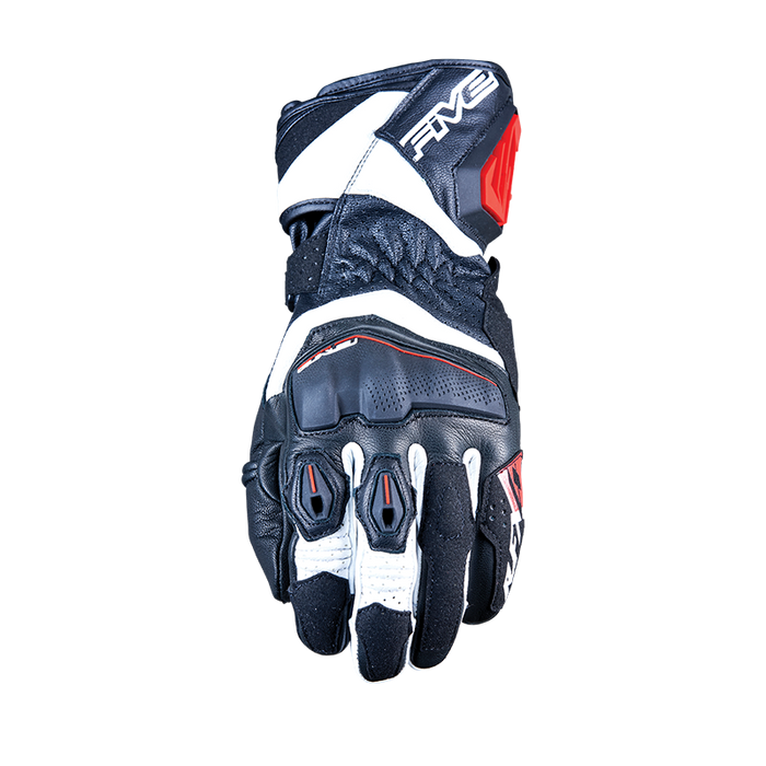 Five RFX-4 EVO Motorcycle Racing Gloves - Black/White/Red 9/M