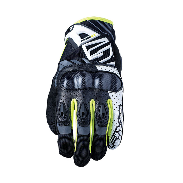 Five RS-C  Motorcycle Gloves - White/Fluro 11/XL