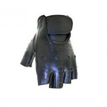 MotoDry Fingerless Motorcycle Leather Gloves - Black/ Lge