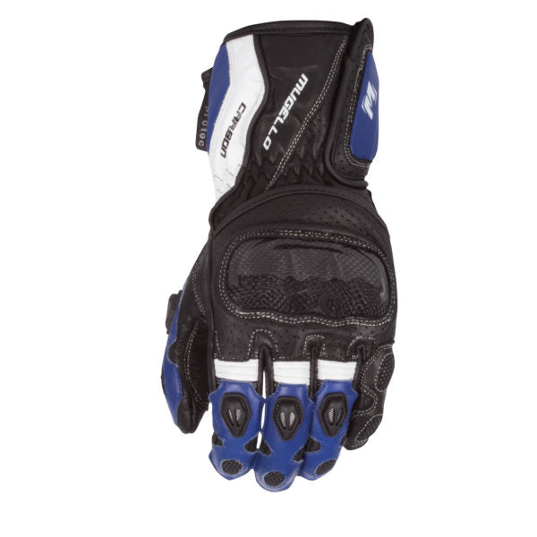MotoDry Mugello Motorcycle Leather Gloves - Black/Blue/White/ S