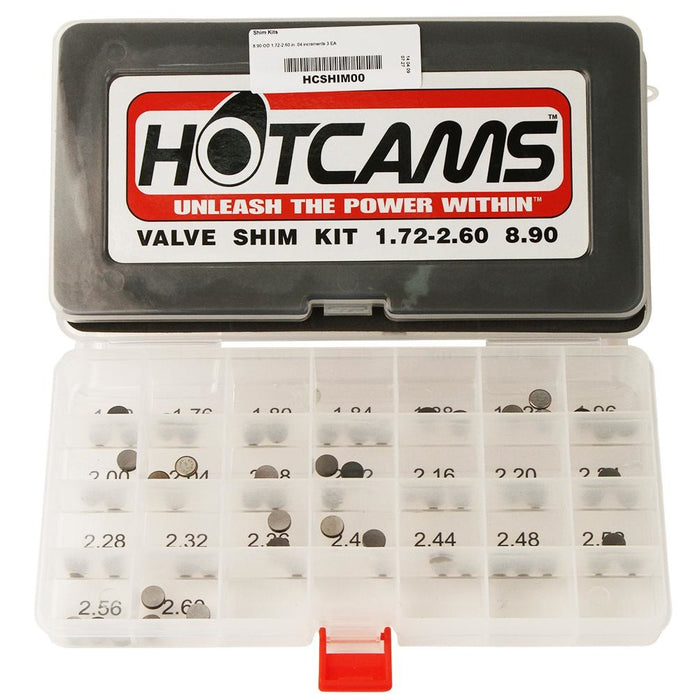 Hot Cams Valve Shim Kit - 8.90mm Complete shim kit. 1.72mm-2.60mm in 0.04mm increments with 3 shims in each size.