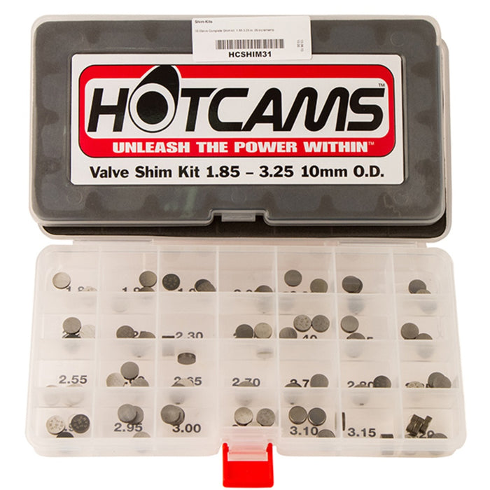 Hot Cams Valve Shim Kit - 10.00mm Complete shim kit. 1.85-3.25mm in 0.05mm increments with 3 shims in each size.