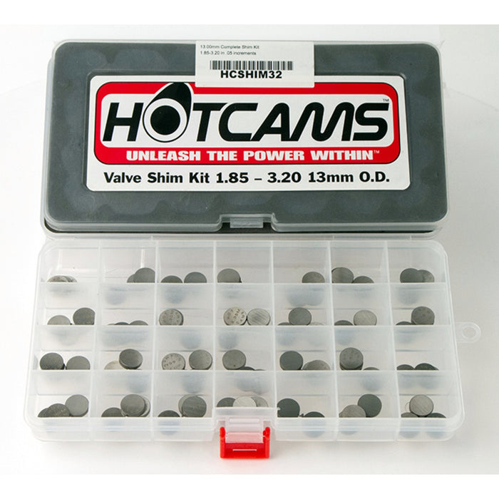 Hot Cams Valve Shim Kit - 13.00mm Complete shim kit. 1.85-3.20mm in 0.05mm increments with 3 shims in each size.