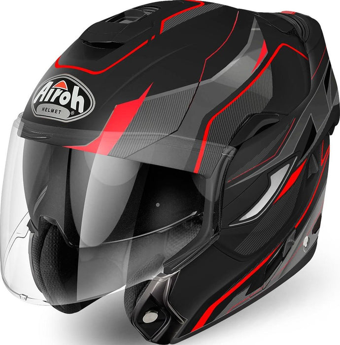 Airoh Rev Flip Revolution Helmet - Matte Black/ Red S (rerv11)