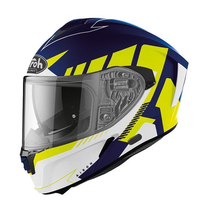 Airoh Spark Rise Motorcycle Helmet - Blue/Yellow Matte/2XL