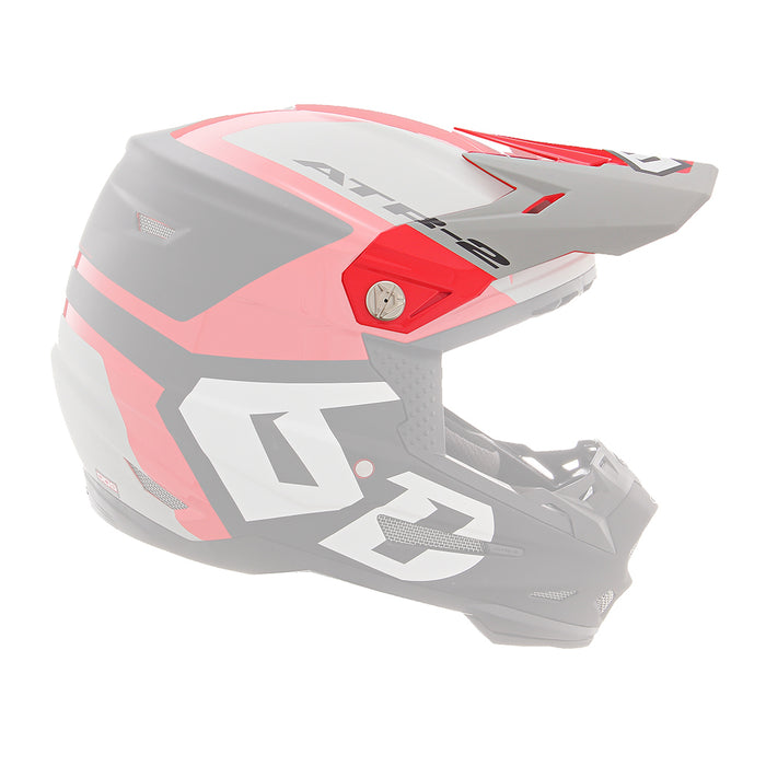 6D Atr-2 Helo Motorcycle Helmet Peak - Red/Grey