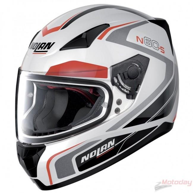 Nolan N605 Practice 19 Helmet - White/Red/Black Large
