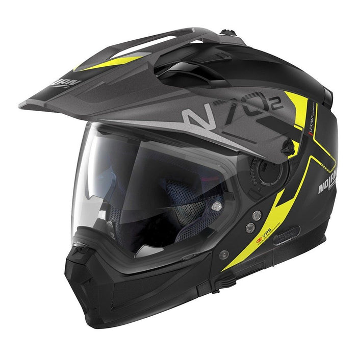 Nolan N702 X N-Com 36 Bungee Flat Helmet - Black/Yellow/Grey XSM