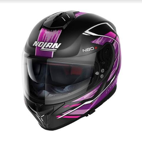 Nolan N80-8 Thunderbolt N-Com 29 Motorcycle Helmet - Flat Black/Pink/Medium