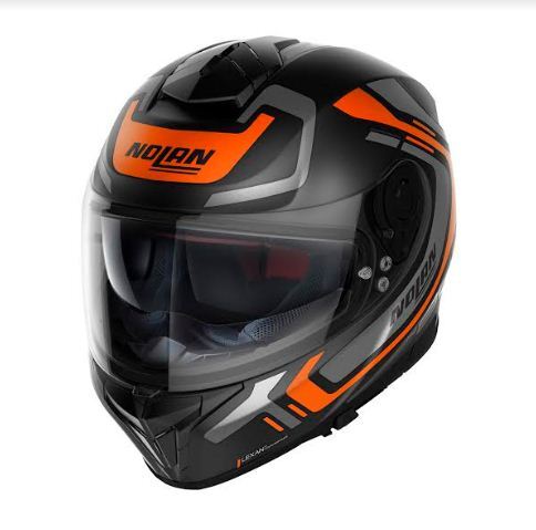Nolan N80-8 Ally N-Com 41 Motorcycle Helmet - Flat Black/Orange/Grey/Medium