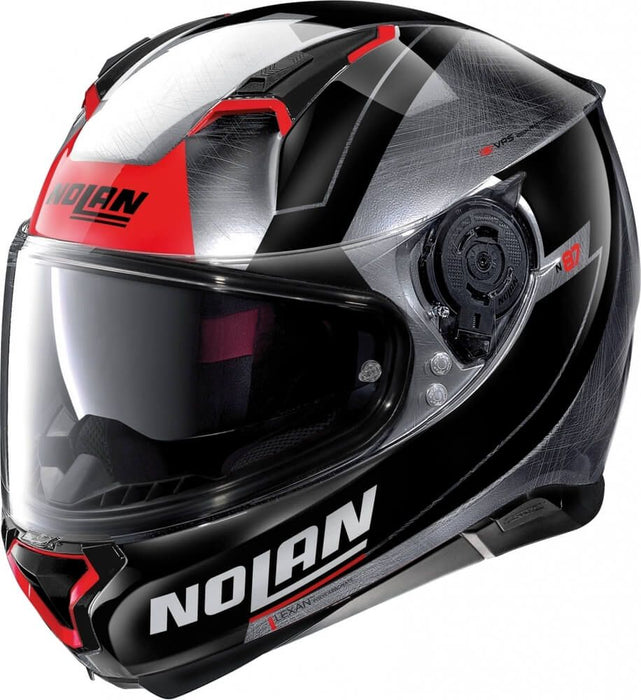 Nolan N-87 N-Com 100 Skilled Chrome Helmet-Black/Red XSM