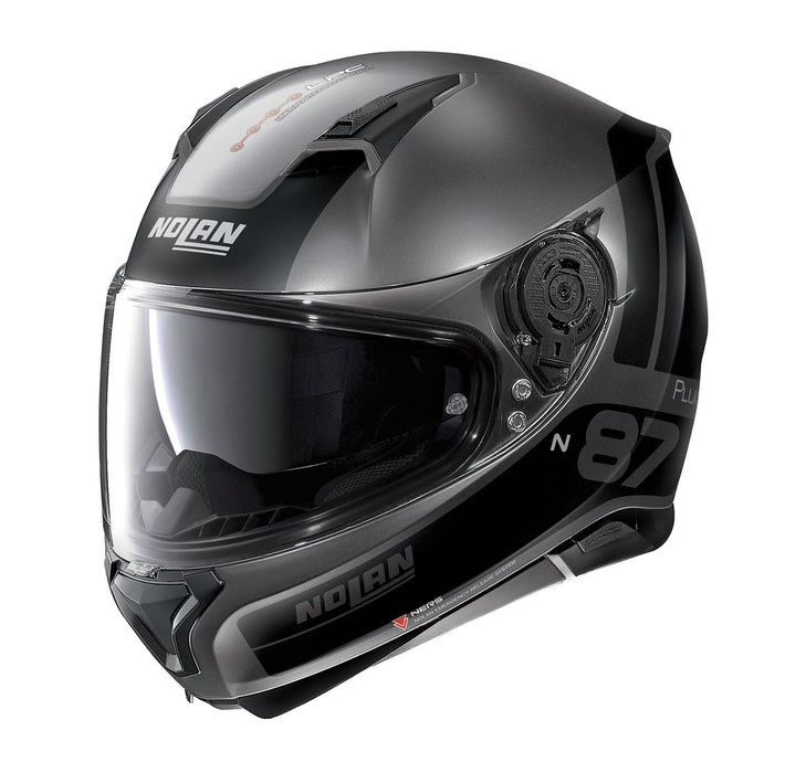 Nolan N87 Plus Distinctive 21 Motorcycle Full Face Helmet - Flat Grey/Black Small