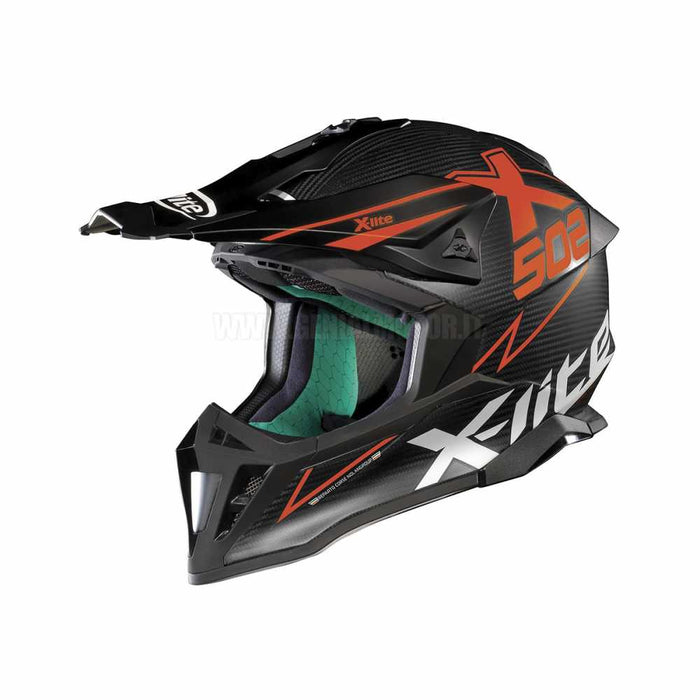 X-Lite X-502 Ultra Carbon Matris Flat 12 Helmet - Carbon/Red XLG