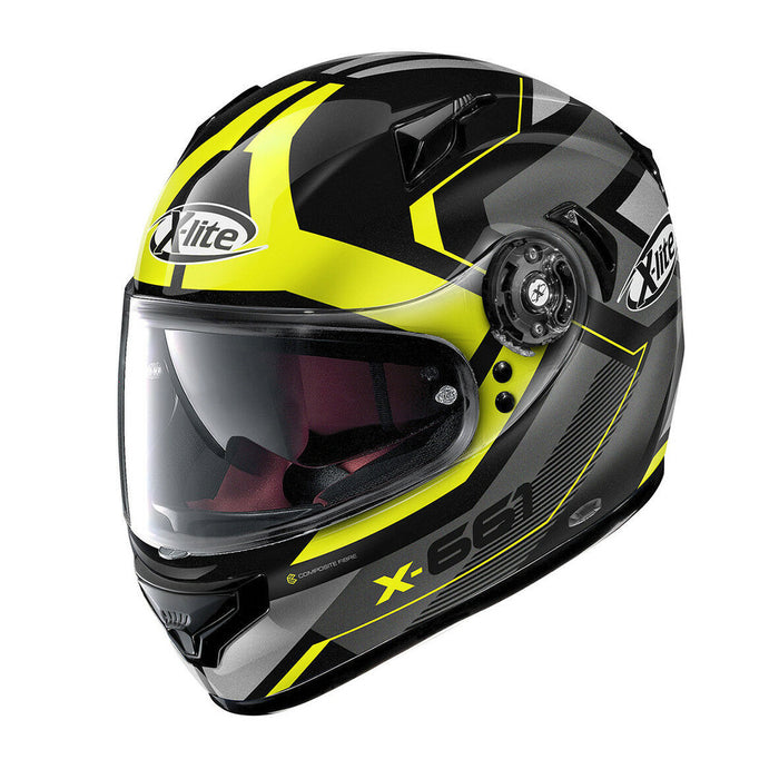 X-Lite X-661 N-Com 4 Motivator Helmet - Black/Yellow/Grey Large