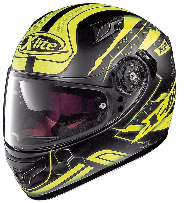X-Lite X-661 N-Com 32 Honeycomb Flat Helmet - Bleck/Yellow XLG