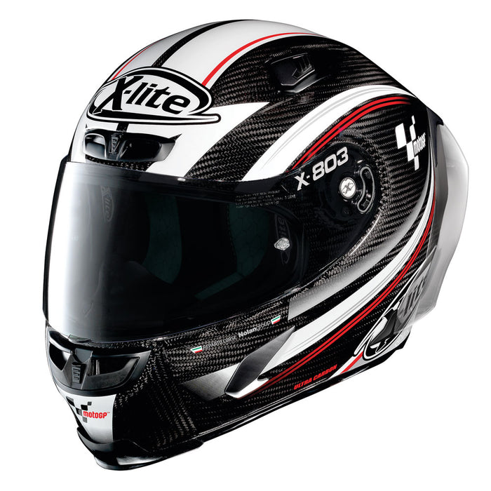 X-lite X-803 Rs Ultra Carbon N-com 1 Moto Gp  Helmet - Carbon/White/Red XSM