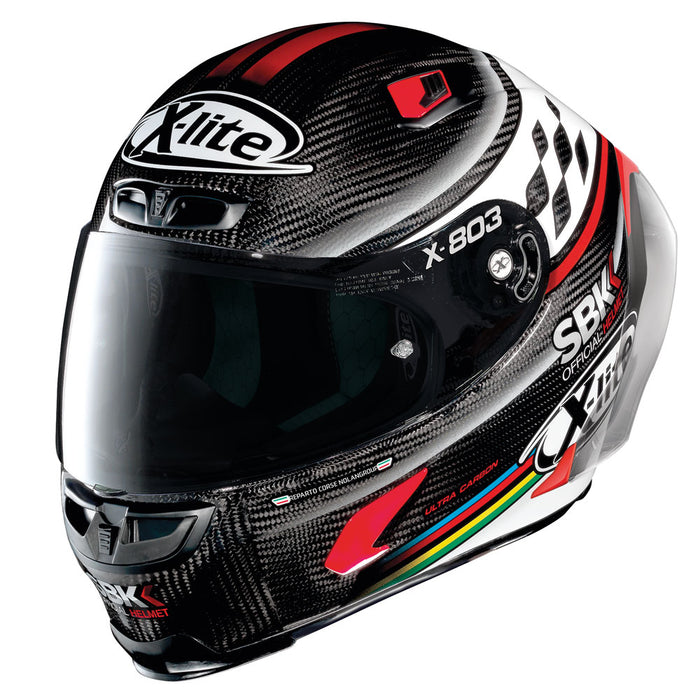 X-lite X-803 Ultra Carbon N-com 1 REP SBK  Helmet -Carbon/Red/White Small