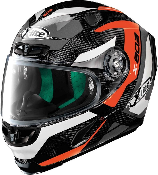 X-Lite X-803 Ultra Carbon Mastery 45 Helmet - Carbon/Orange/White Medium