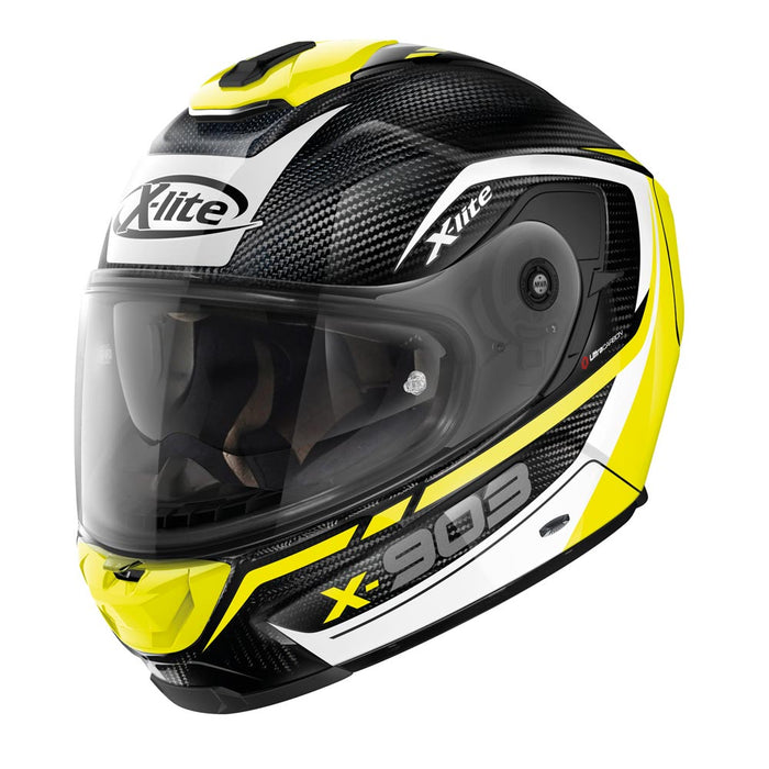 X-Lite X-903 Ultra Carbon N-Com 12 Cavalcade Helmet Carbon/Yellow/white Medium