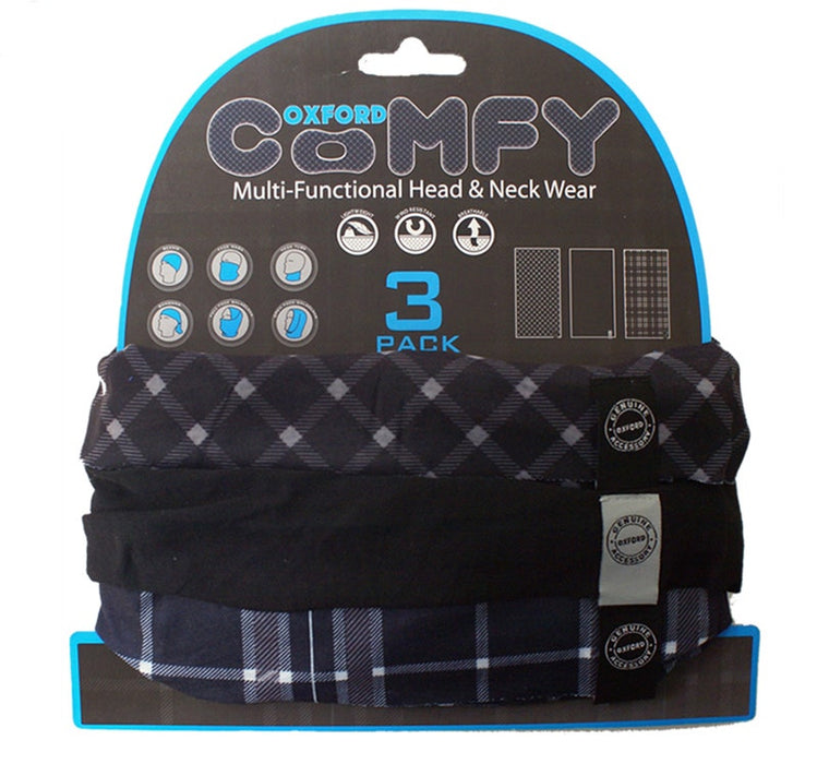 OXFORD COMFY BLK&WH TARTAN 3PK